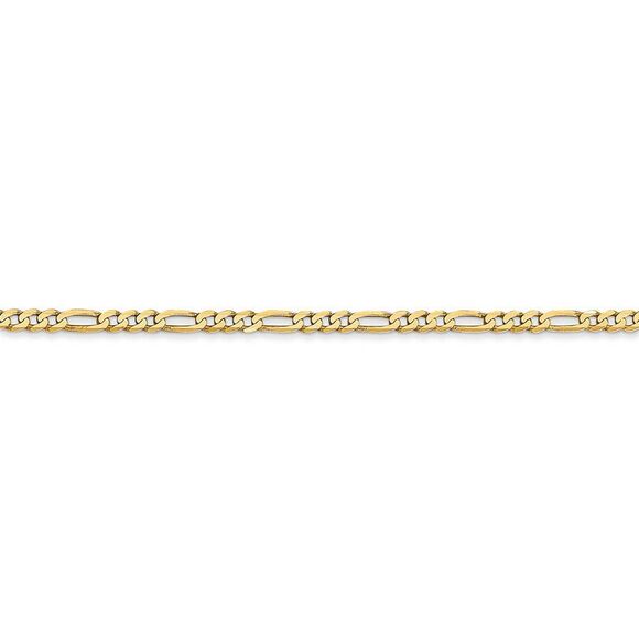 2.25mm 14k Yellow Gold Flat Figaro Necklace Chain Necklace, 24 Inch - Picture 3 of 8